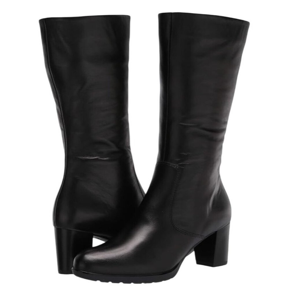 Ara Ohara High Soft Knee-High Comfort Calf Leather Boots Black 9.5 Zip Side